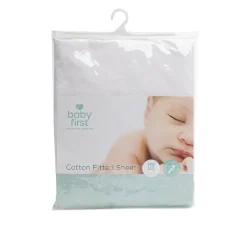 Cot Sheets|Bassinet & Co-Sleeper Bedding*Baby First Fitted Cotton Sheet - White