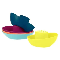 Bath Toys*Boon Fleet Stacking Boats 5pc - Navy/Yellow
