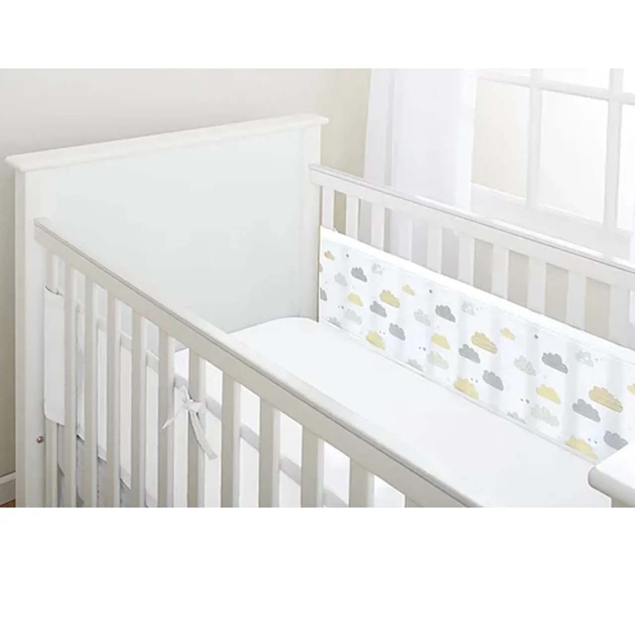 Safe Sleep*BreathableBaby Breathable Baby - Breathable Print Mesh Cot Liner - 2 Sides / Solid-end cots