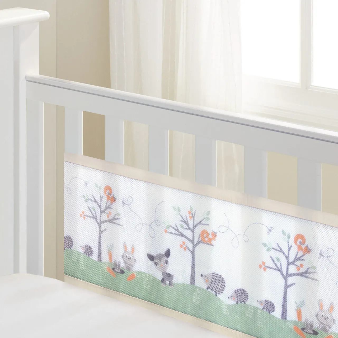 Safe Sleep*BreathableBaby Breathable Baby - Breathable Print Mesh Cot Liner - 2 Sides / Solid-end cots