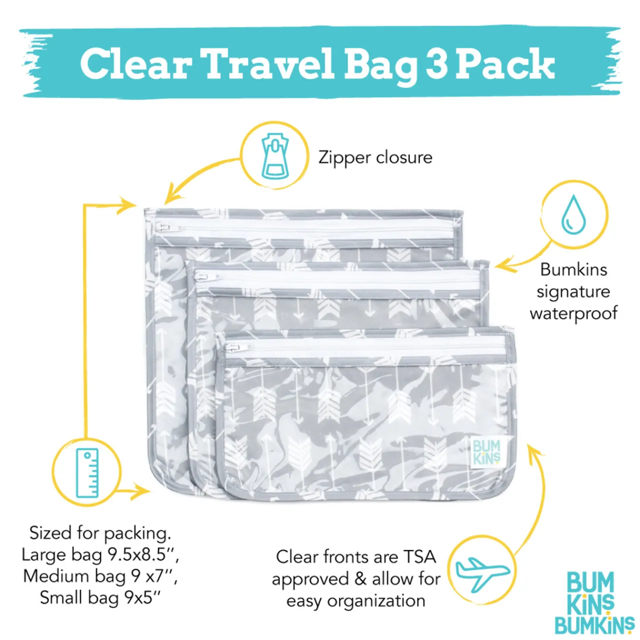 Family Outdoor Essentials|Kids Bags & Backpacks*Bumkins Clear Travel Bag 3pk