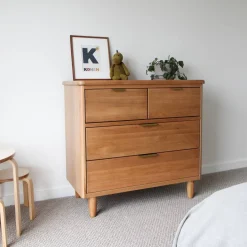 Change Tables, Mats & Baskets*Cariboo George Dresser Natural Oak/Brass Pulls