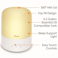Humidifiers & Accessories*Crane 3 in 1 Cool Mist Humidifier, Aroma Diffuser & Sleep Support Light – 1.9L
