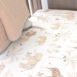 Cot Sheets*Crane Baby Cot Fitted Sheet - Kendi Collection - 132 x 71cm Kendi Animal