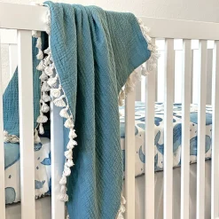 Cot Sheets*Crane Baby Cot Fitted Sheet - Caspian Collection - 132 x 71cm Caspian Whale