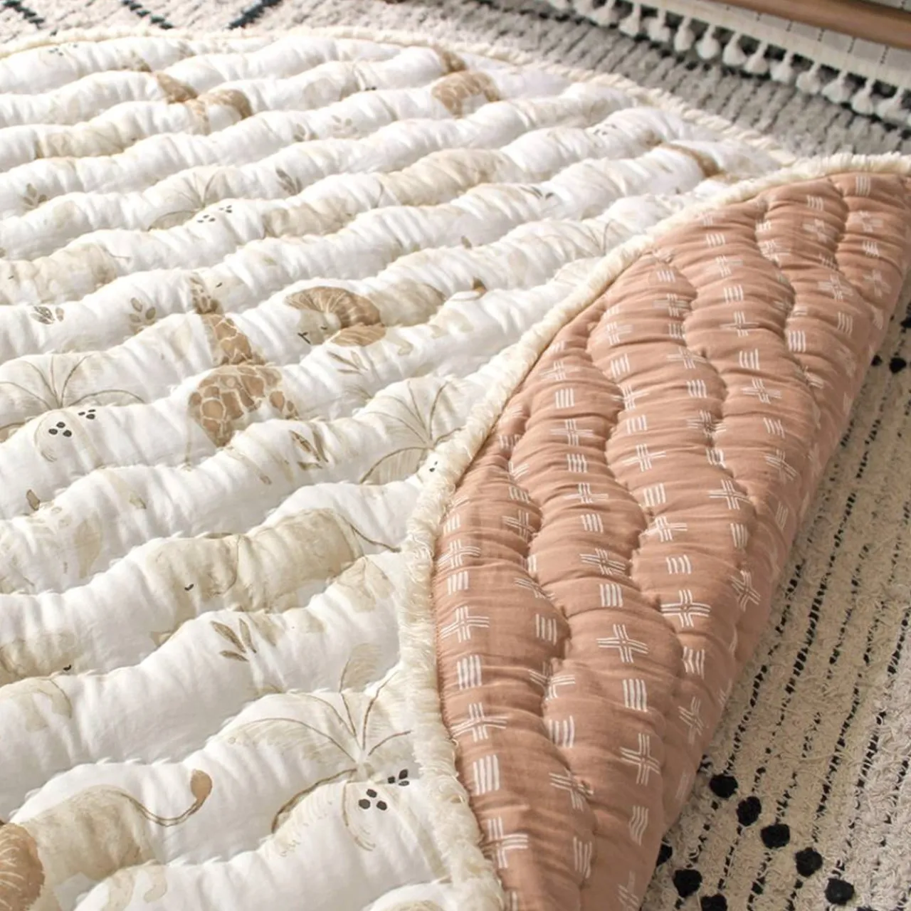 Rugs & Play Mats*Crane Baby Reversible Quilted Playmat - Kendi