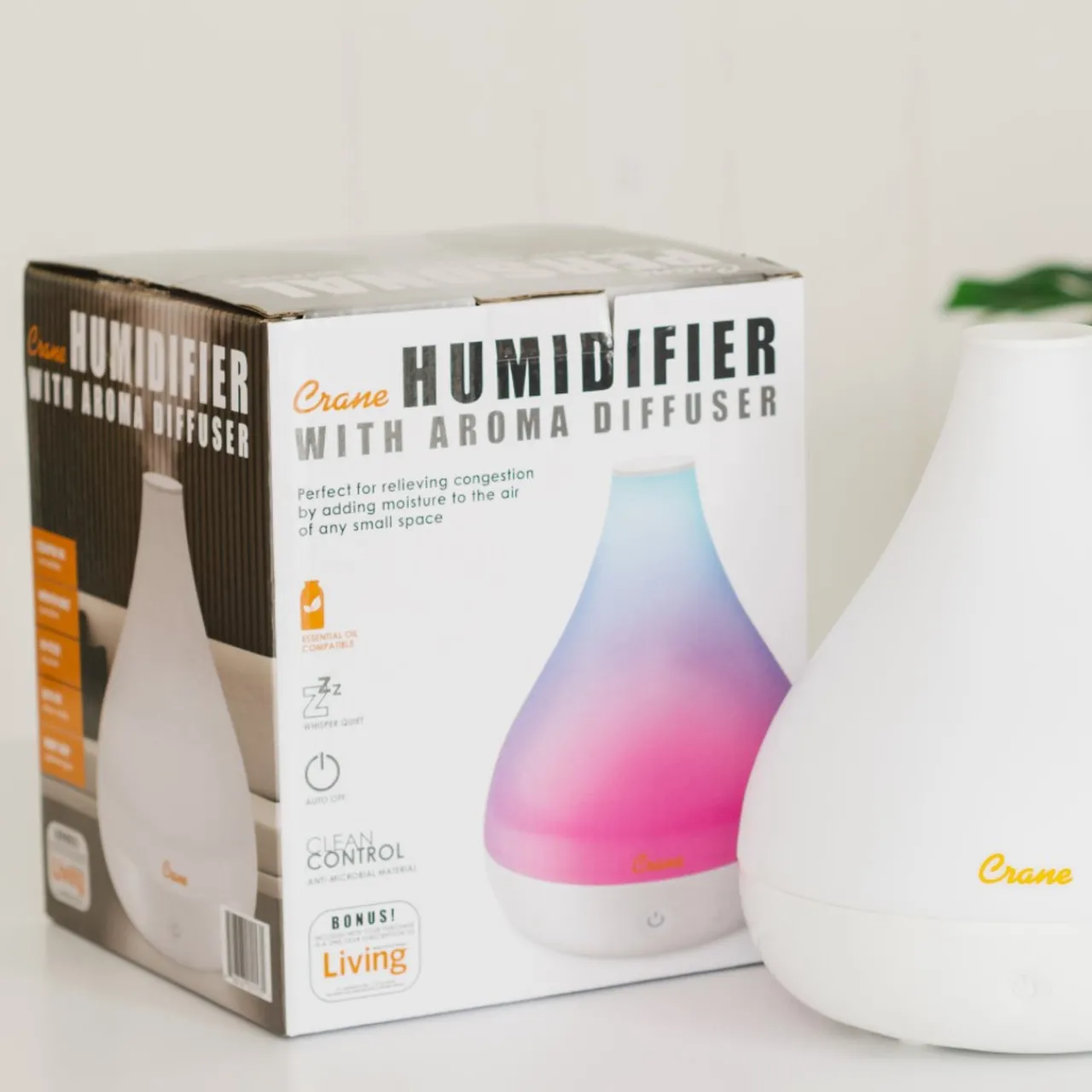 Humidifiers & Accessories|Humidifiers & Accessories*Crane Cool Mist Humidifier + Aroma Diffuser – 1.3L White