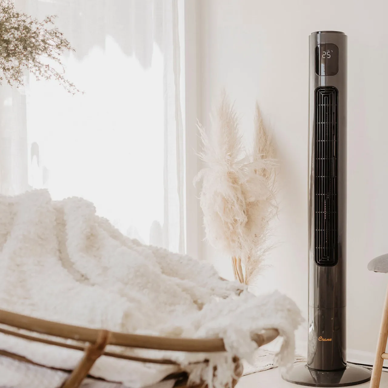 Humidifiers & Accessories|Humidifiers & Accessories*Crane Tower Fan and Air Circulator (116 cm) - Charcoal