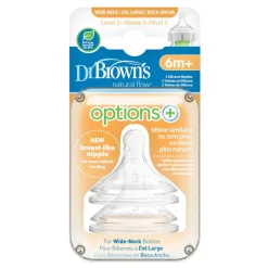 Bottles & Teats*Dr Browns Options+ Wide Neck Silicone Teats 2 pack