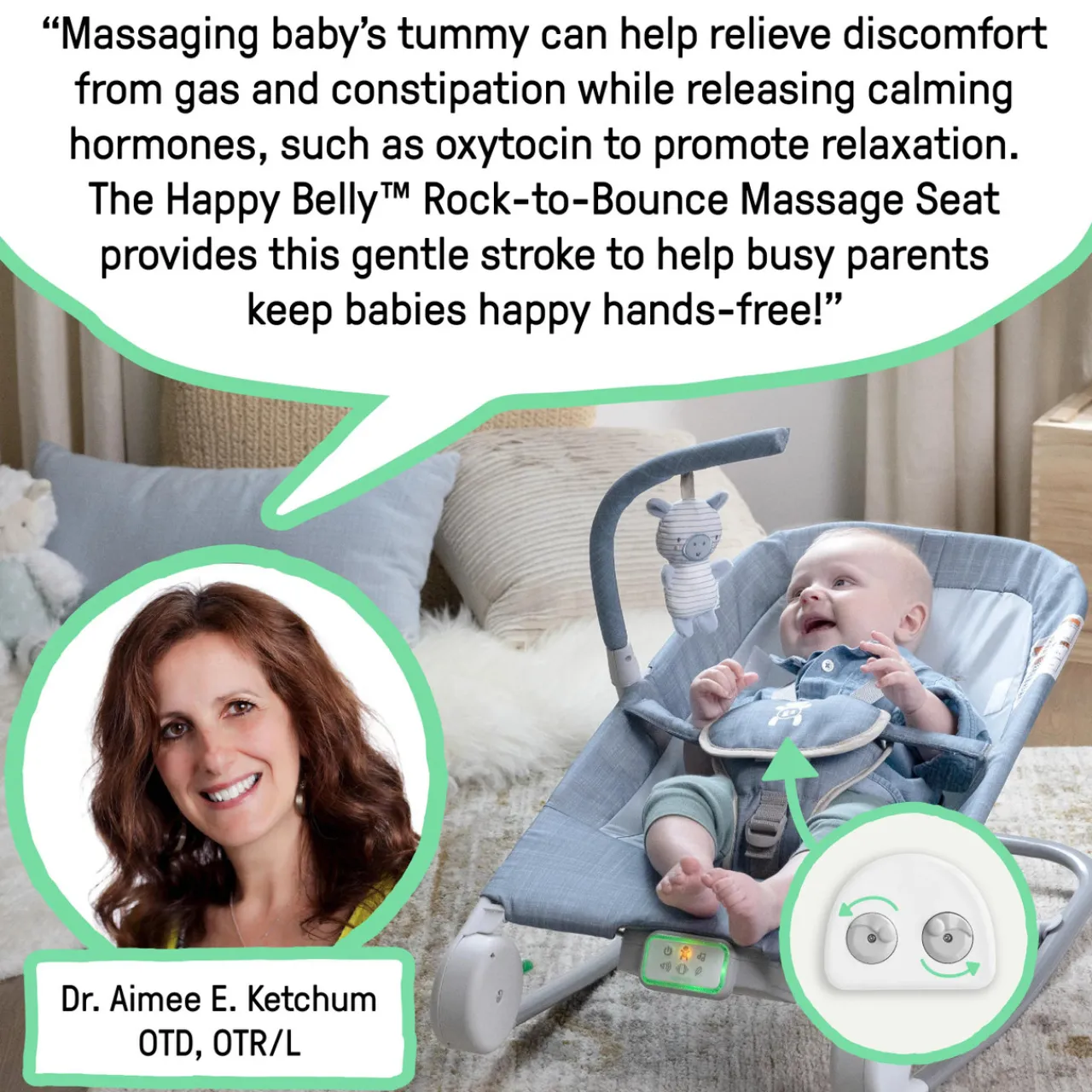 Bouncers & Baby Swings*Ingenuity Igenuity Happy Belly Rock-to-Bounce Massage Seat Parker