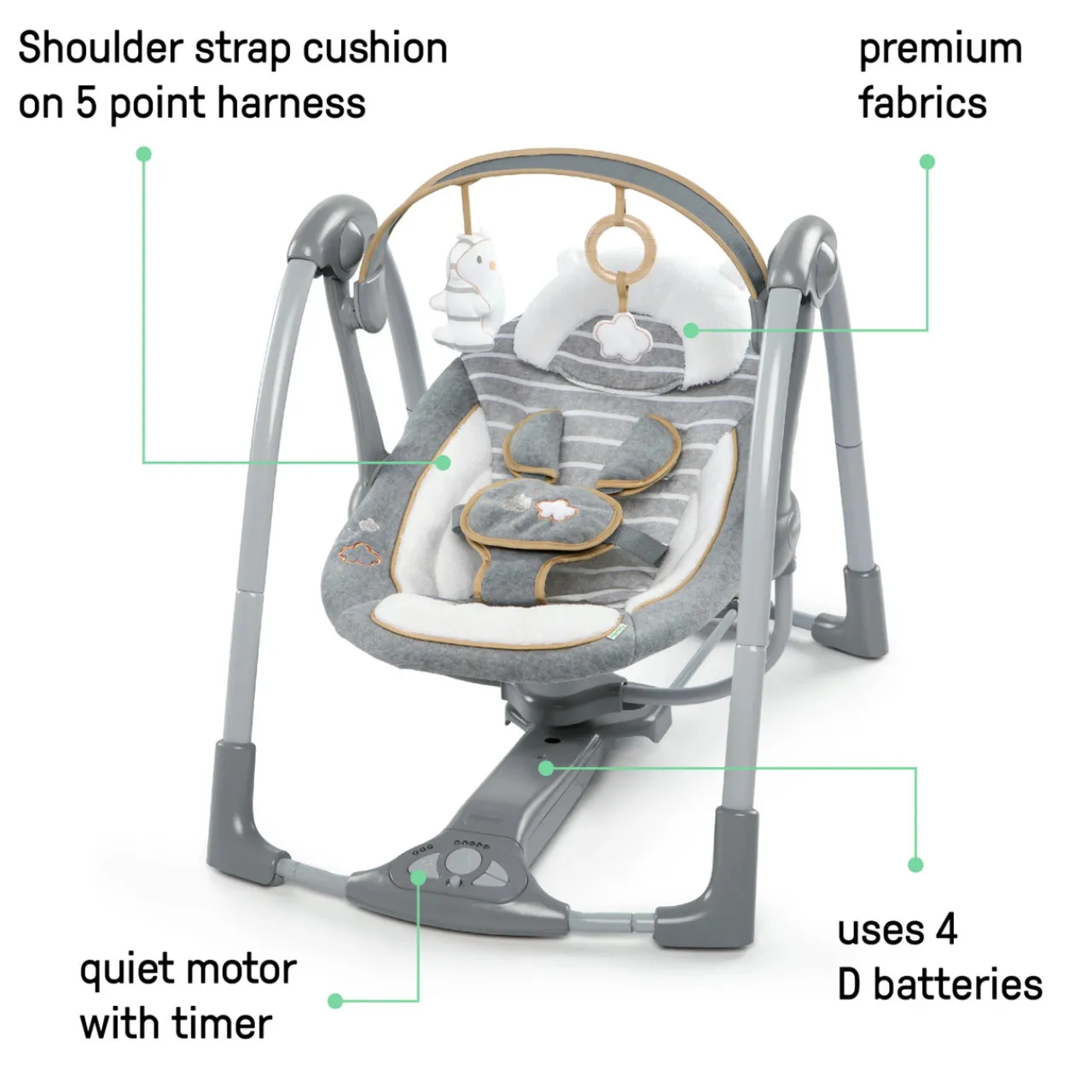 Bouncers & Baby Swings*Ingenuity Boutique Collection Swing n Go Portable Swing Bella Teddy