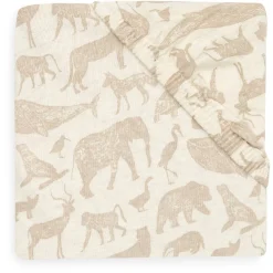Bassinet & Co-Sleeper Bedding*Jollein Fitted Jersey Bassinet Sheet - 40 x 80cm Animals Nougat