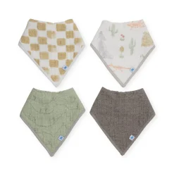 Bibs & Burp Cloths|Starting Solids*Little Unicorn - Cotton Muslin + Fleece Bandana Bib - 4 Pack