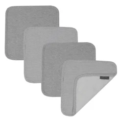 Towels & Facecloths*Living Textiles Cotton Face Washers 4pk Grey Stripe/Melange