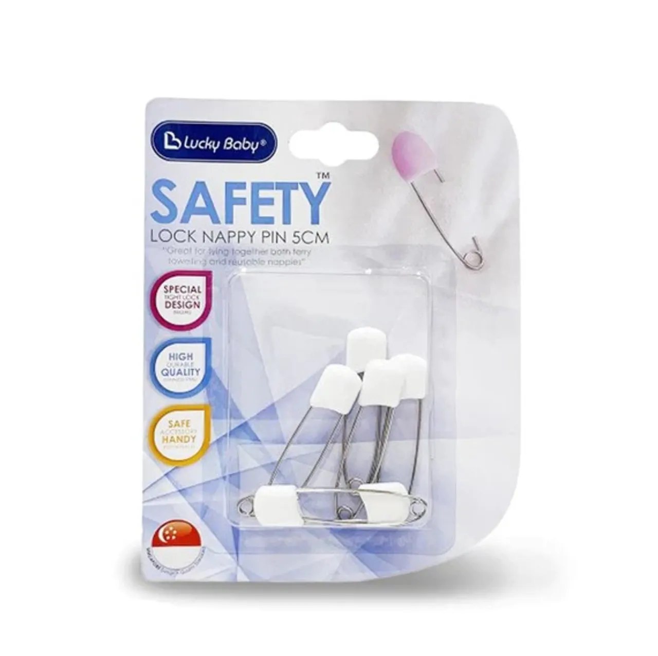 Nappies, Wipes & Wet Bags|Nappies & Training Pants*Other Lucky Baby - Safety Lock Nappy Pin 6pk - Clearance