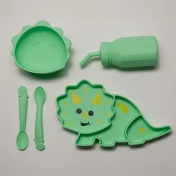 Bowls, Plates & Cutlery*Melii Silicone 5 Piece Feeding Gift Set - Dinosaur