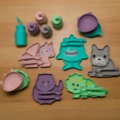 Bowls, Plates & Cutlery*Melii Silicone 5 Piece Feeding Gift Set - Dinosaur
