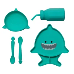 Bowls, Plates & Cutlery*Melii Silicone 5 Piece Feeding Gift Set - Shark
