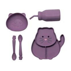 Bowls, Plates & Cutlery*Melii Silicone 5 Piece Feeding Gift Set - Cat