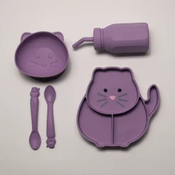 Bowls, Plates & Cutlery*Melii Silicone 5 Piece Feeding Gift Set - Cat