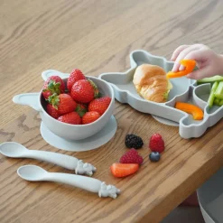 Bowls, Plates & Cutlery*Melii Silicone 5 Piece Feeding Gift Set - Bulldog