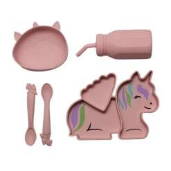 Bowls, Plates & Cutlery*Melii Silicone 5 Piece Feeding Gift Set - Unicorn