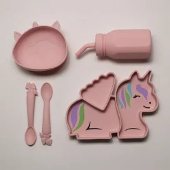 Bowls, Plates & Cutlery*Melii Silicone 5 Piece Feeding Gift Set - Unicorn