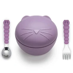 Bowls, Plates & Cutlery|Starting Solids*Melii Silicone Animal Bowl with Lid & Utensils