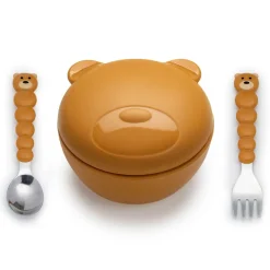 Bowls, Plates & Cutlery|Starting Solids*Melii Silicone Animal Bowl with Lid & Utensils