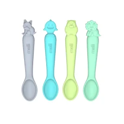Bowls, Plates & Cutlery*Melii Silicone Spoons 4 Piece Animal Set