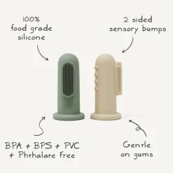 Teeth & Teethers*Mushie Silicone Finger Toothbrush 2pk