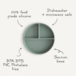 Bowls, Plates & Cutlery|Starting Solids*Mushie Silicone Suction Plate (Divided Plate)