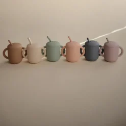 Sippy & Starter Cups*Mushie Silicone Training Cup & Straw