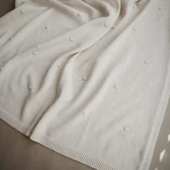 Baby Blankets & Quilts*Mushie Textured Dots Knitted Blanket - Clearance Off White Melange
