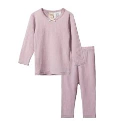 Sleepwear & Pjs*Nature Baby Long Sleeve Merino Pointelle Pyjamas 2pc Lilac