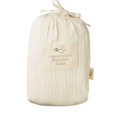 Moses Basket Bedding*Nature Baby Muslin Fitted Sheet 2pk - 74 x 38cm Natural Crinkle