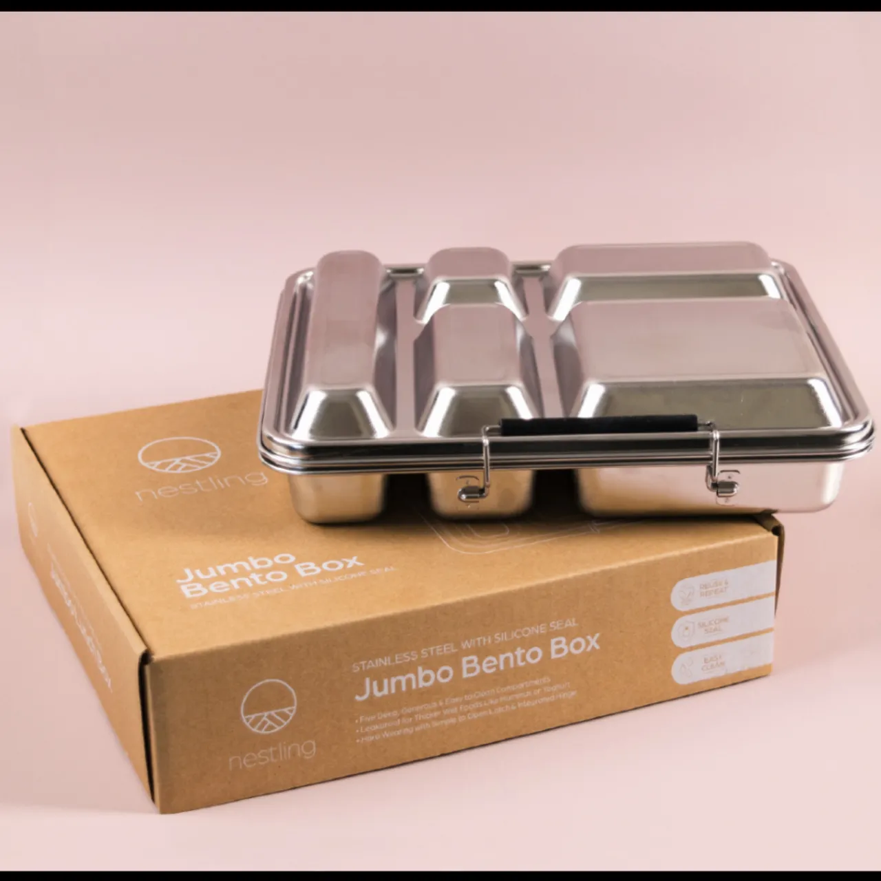 Grown Ups|Lunchboxes, Snackboxes & Snack Bags*Nestling Stainless Steel Jumbo Bento Box