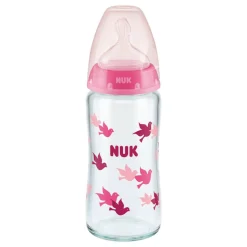 Bottles & Teats*Nuk First Choice Glass Bottle Wide Neck Pink