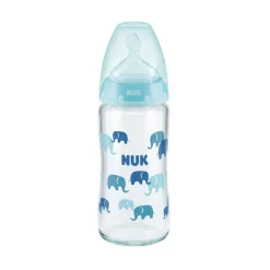 Bottles & Teats*Nuk First Choice Glass Bottle Wide Neck Blue