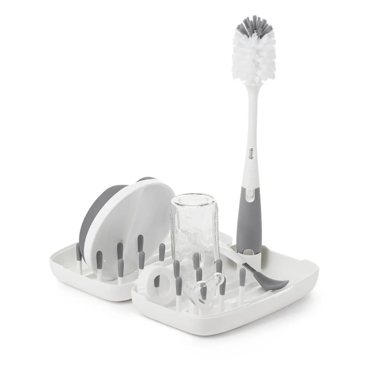 Cleaning & Sterilising*OXO Tot On the Go Drying Rack & Bottle Brush Grey