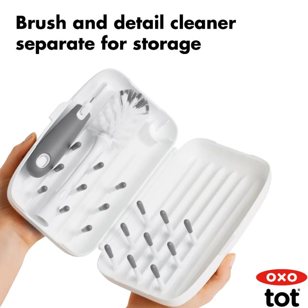 Cleaning & Sterilising*OXO Tot On the Go Drying Rack & Bottle Brush Grey