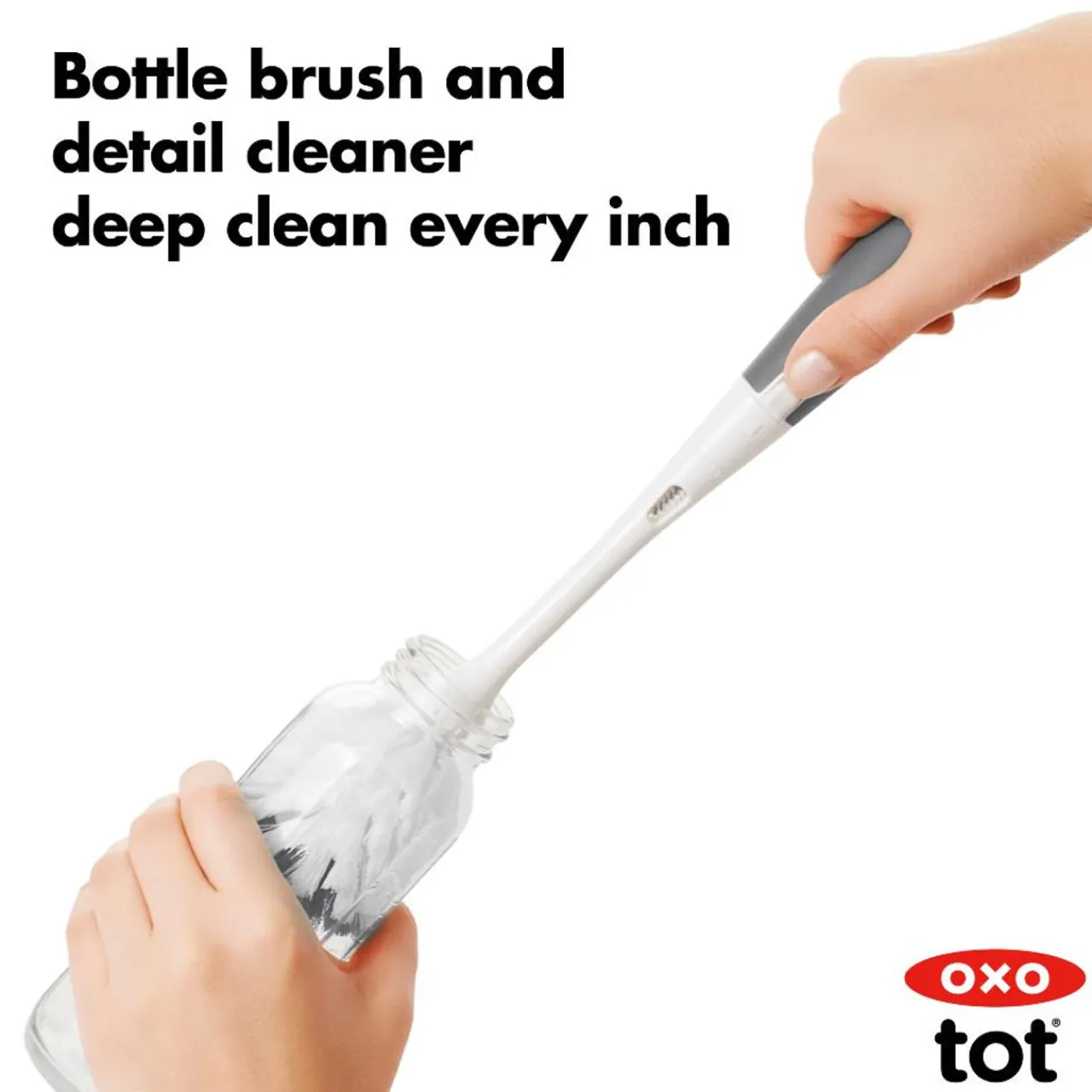 Cleaning & Sterilising*OXO Tot On the Go Drying Rack & Bottle Brush Grey