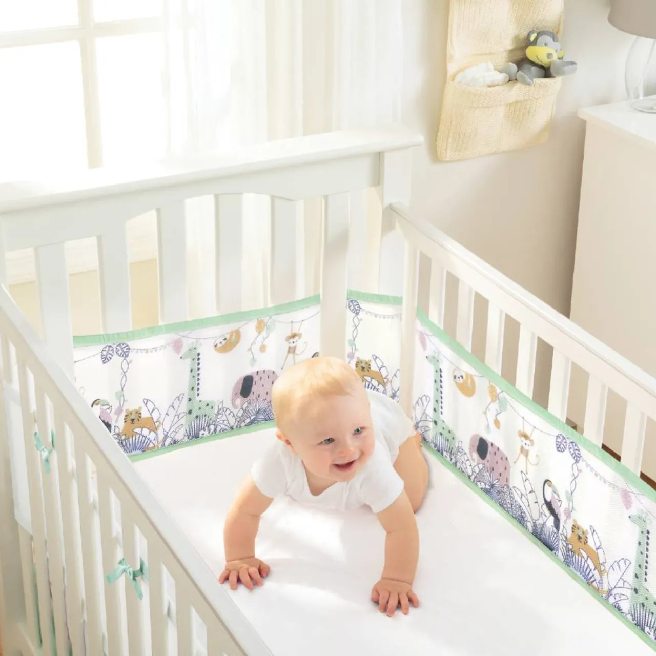 Safe Sleep*BreathableBaby Print Breathable Mesh Cot Liner - 4 Sides
