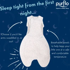 Fitted Swaddles*Purflo 2.5 tog Swaddle to Sleep Bag - All Seasons