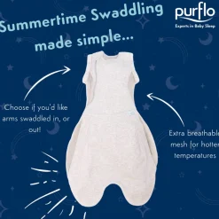 Fitted Swaddles|Summer Sleeping Bags*Purflo Swaddle to Sleep Bag - Lightweight 0.5 tog