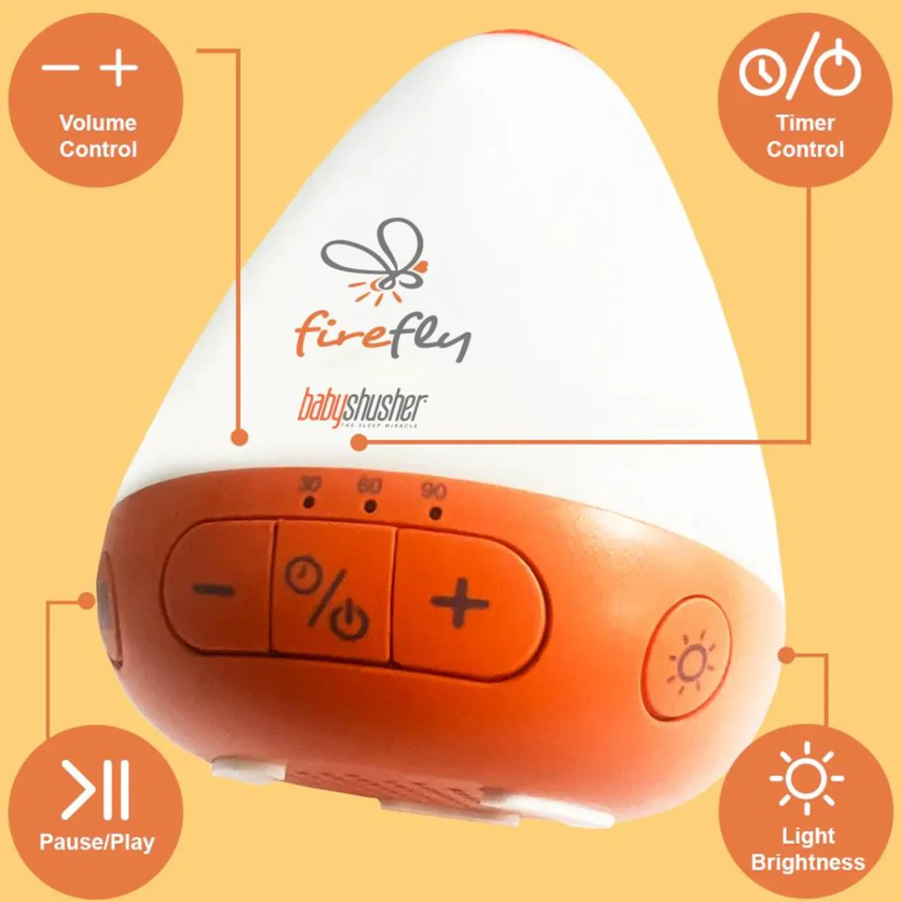 Night Lights|White Noise*Baby Shusher Shusher Firefly by - Rechargeable Baby Sleep Soother / Portable Sound Machine
