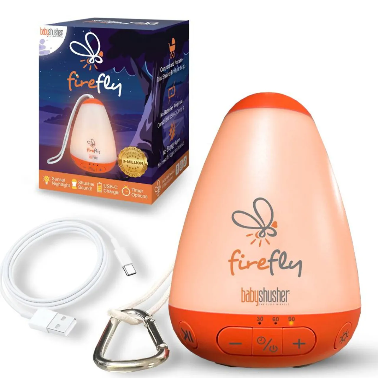 Night Lights|White Noise*Baby Shusher Shusher Firefly by - Rechargeable Baby Sleep Soother / Portable Sound Machine