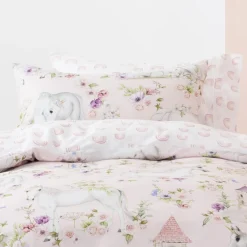 Duvet Inners & Covers*Squiggles Cotton Duvet Cover Set - Unicorn Blossom
