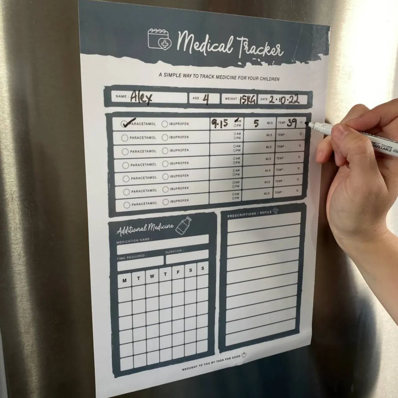 Baby Care*Tags For Good Medical Tracker Fridge Magnet