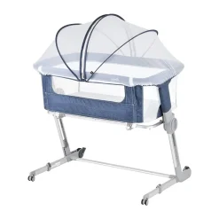 Travel Cots & Beds|Bassinets & Co-Sleepers*Unilove Hug Me Plus Airflow 3-in-1 Bedside Bassinet with Mosquito Net Denim Blue